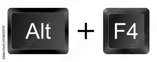 Alt + F4 Keyboard Shortcut Key Icon on White Background