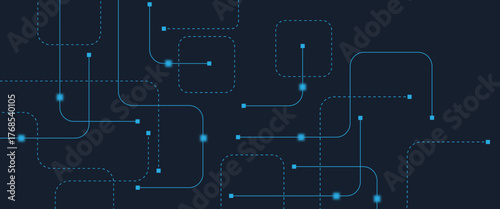 Abstract digital AI circuit board background with tech icons. Digital technology motherboard texture design. Engineering circuit board concept for poster, header, banner, website, presentation