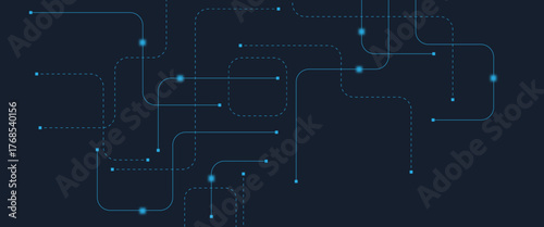 Abstract digital AI circuit board background with tech icons. Digital technology motherboard texture design. Engineering circuit board concept for poster, header, banner, website, presentation