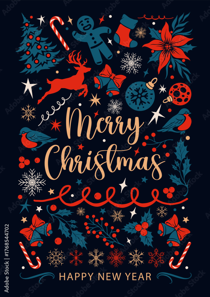 Obraz premium Christmas design with holiday symbols