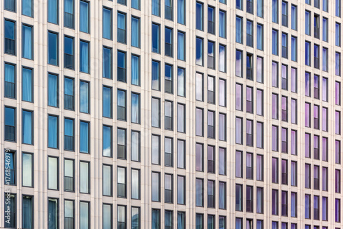 Billede på lærred View of modern concrete glass metal high rise building facade exterior at day light time in Berlin Mitte city urban street