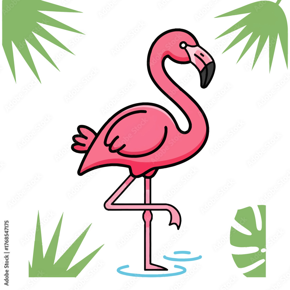 Fototapeta premium An adorable yellow rubber duck with a cute red bow, a classic children's bath toy illustration isolated on a white background