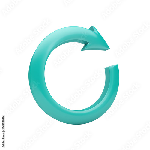 Free Download Sleek glossy turquoise circular arrow with counterclockwise orientation on transparent background - GFXLoad
