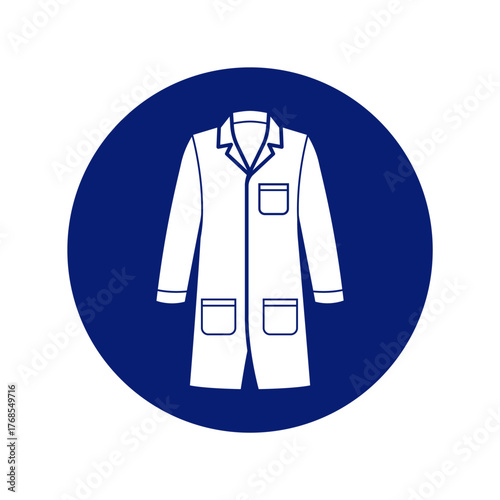 classic protective lab laboratory coat clothing required work site symbol sign in blue circle symbol vector isolated on transparent background