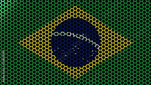 Animation video of the country Brazil's flag displayed through a hexagonal grid effect. Animated Brazil flag video. Intro animation. 4K video