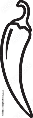 Chili pepper simple outline drawing minimalist food icon fresh produce ingredient culinary element spice hot pepper foodstuff