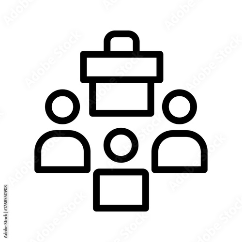 Public speaking icon, presenter at podium with audience outline