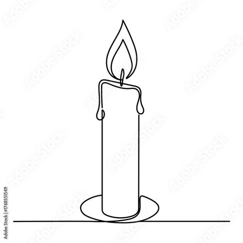 Continuous line drawing of candle. Candle one line icon. Editable stroke