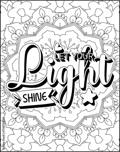 Bible Verse Quote Coloring Page for Adults. Bible Quote Mandala Coloring Page