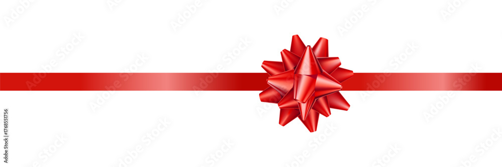 Fotografie Realistic red bow and ribbon vector