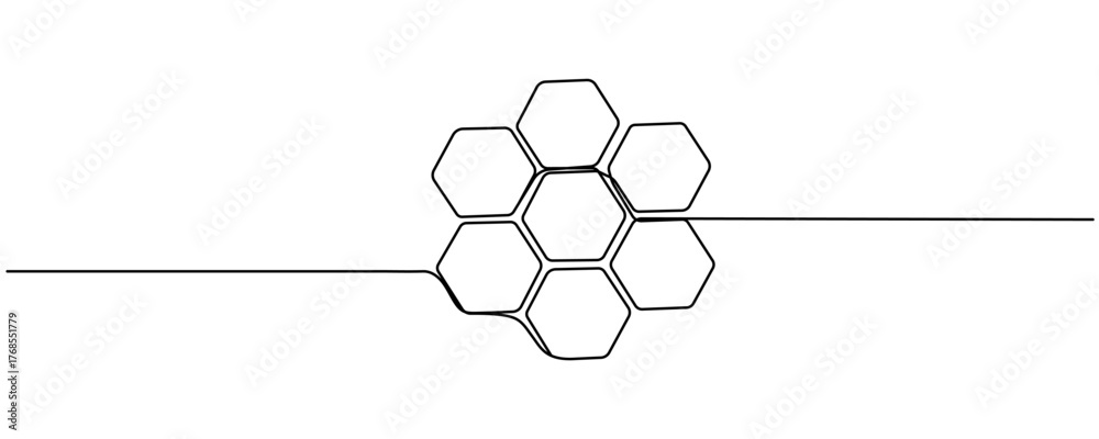 Obraz premium Honeycomb honey icon Continuous one line drawing Editable stroke