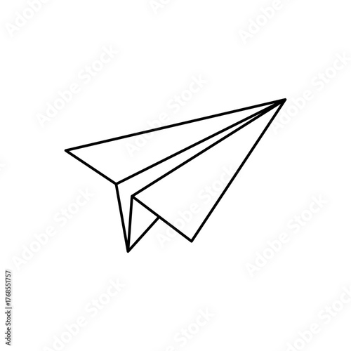 black linear paper plane icon Editable stroke.
