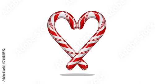 Candy Cane Heart Vector Festive Holiday Icon for Christmas Design - Vector Art