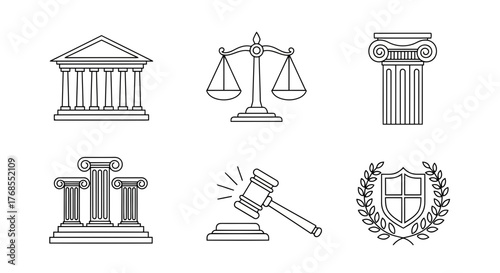 Vector illustratorn collection of legal and justice icons