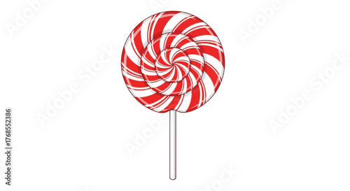 Red and White Swirl Lollipop Vector Illustration - A Sweet Treat for Any Occasion