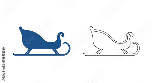 Christmas Sleigh Silhouette Vector Illustration - Festive Holiday Transportation Icon