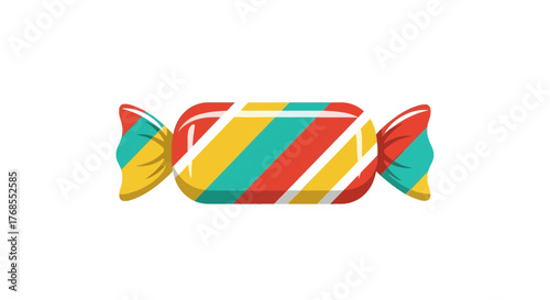 Vector illustration of a colorful candy with striped pattern, perfect for festive occasions and sweet treats