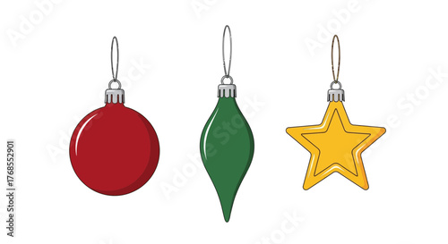 Festive Christmas Ornaments A Colorful Vector Collection for Holiday Decor and Design