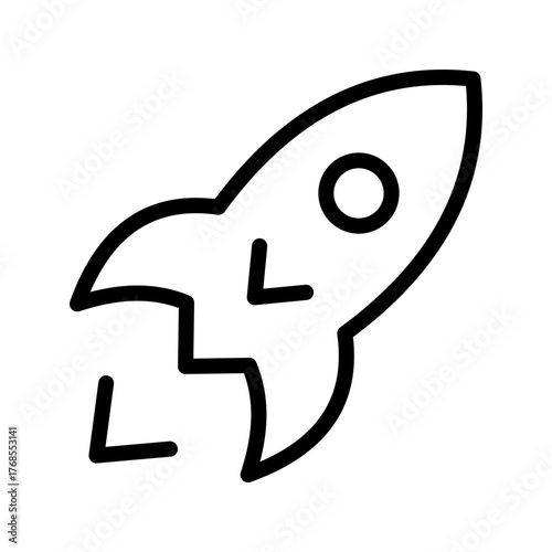  Rocket launch startup icon, fast growth takeoff outline