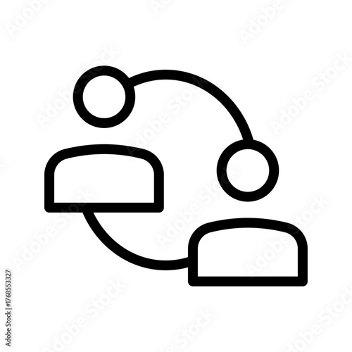 Connected users icon, peer to peer link collaboration outline