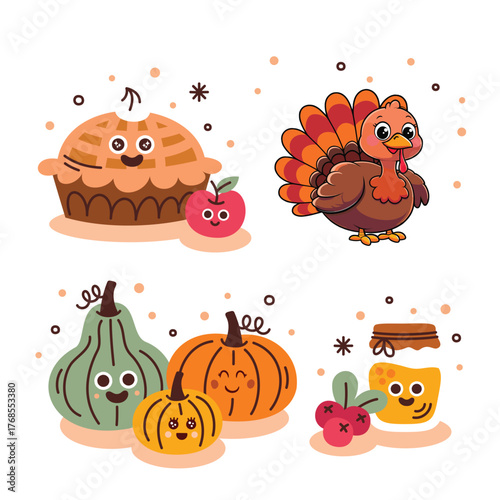 Happy Thanksgiving Day. thanks giving celebration. Happy Thanksgiving background. November 23. Cartoon Vector Illustration for Poster, Banner, Greeting Card, Flyer, Invitation Card, Cover, Template.