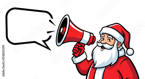 Santa Claus Announcing Christmas with Megaphone Vector