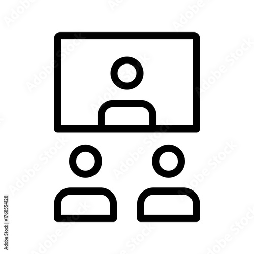 Webinar presentation icon, online meeting video conference outline