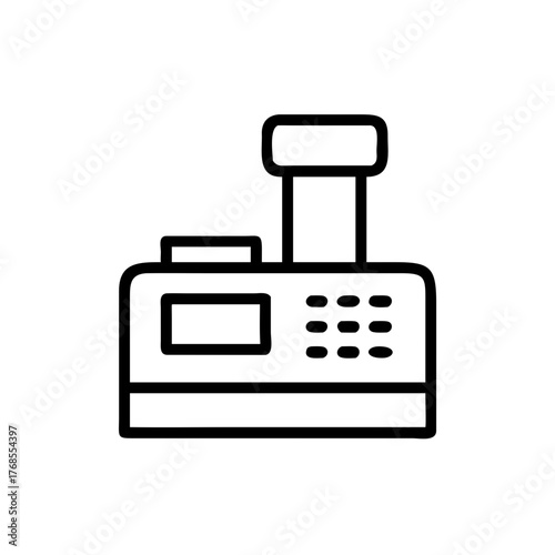 Outline vector of cash register in pastel yellow style