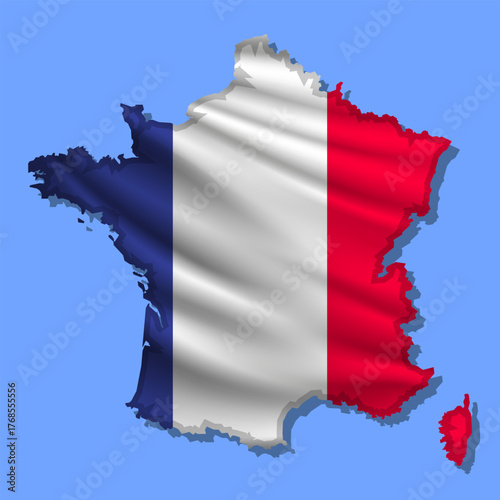 Vector flag France in the form of a map