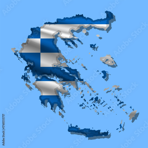 Vector flag Greece in the form of a map