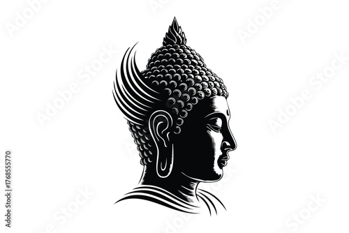 Intricate Buddha Head Side Profile Engraving