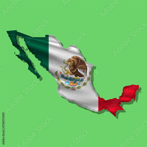 Vector flag Mexico in the form of a map