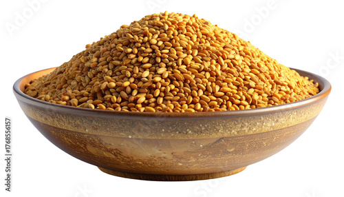 Bowl of Fenugreek and Wheat Grains, Transparent Background PNG