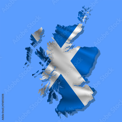 Vector flag Scotland in the form of a map