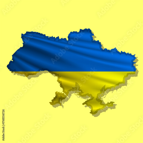 Vector flag Ukraine in the form of a map