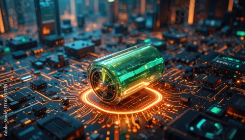 Background of battery technology.  3D illustration of an electric quick charging technology concept.