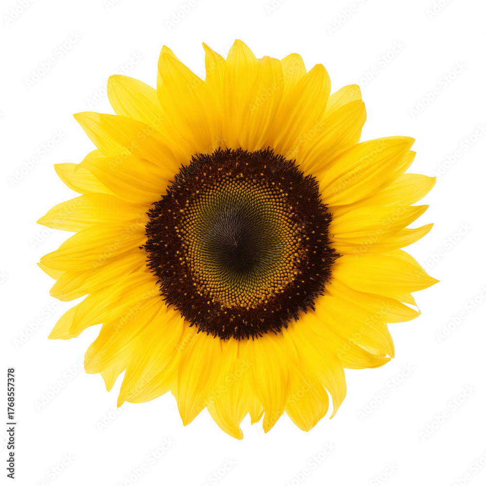 Fototapeta premium Single sunflower in full bloom with transparent background