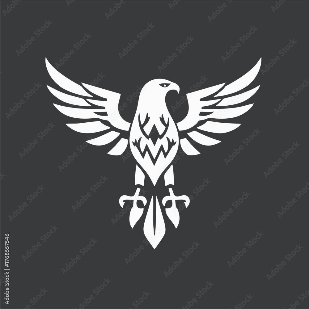 Obraz premium Stylized Eagle Logo Design in Monochrome Vector Style Representing Power, Freedom, and Strength for Branding and Corporate Identity 