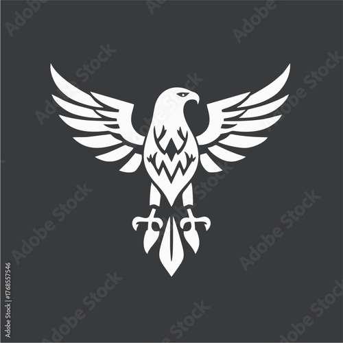 Stylized Eagle Logo Design in Monochrome Vector Style Representing Power, Freedom, and Strength for Branding and Corporate Identity
