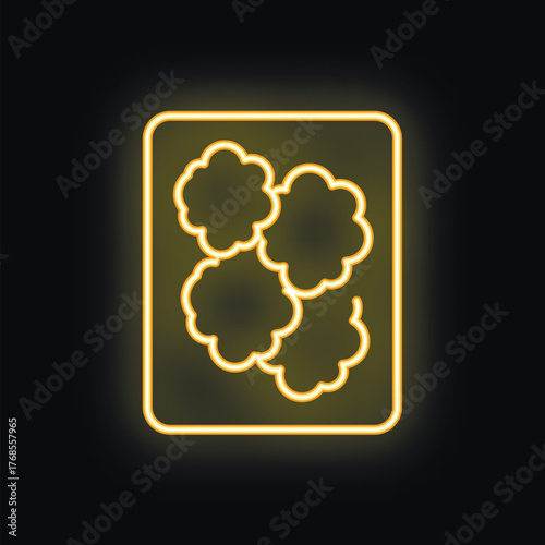 Neon yellow x ray of lungs showing pneumonia infection on black background