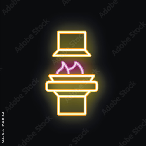 Neon sign of brazier for cooking delicious food on grill