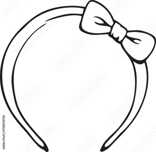Headband with side bow icon—black-and-white vector illustration of soft fashion accessory for style, beauty, and personal flair