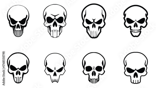 spooky scary set of human skulls