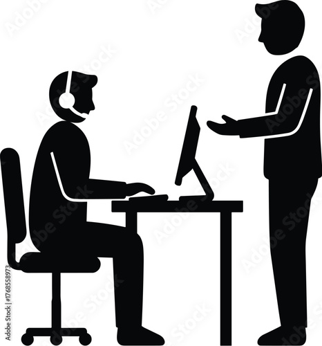 Customer Service and Supervisor Silhouette Vector