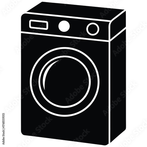 washing machine minimal vector vector on white bac