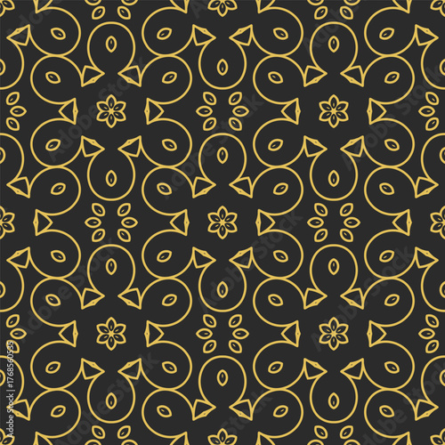 Vintage royal seamless pattern in Victorian style. Vector luxury fabric swatch with golden retro ornament