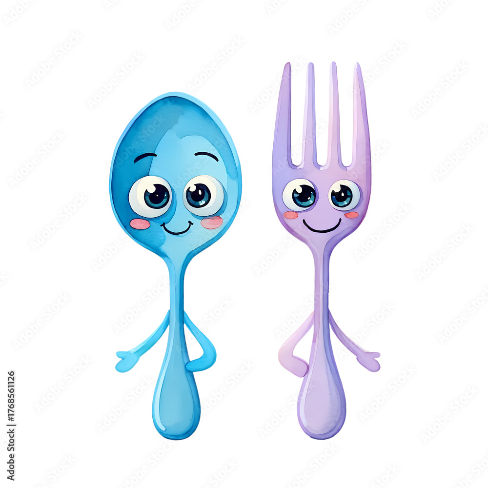 Fototapeta premium Friendly Spoon Fork Duo on transparent background