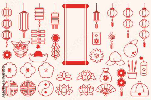 Set of Chinese decoration object, chinese new year