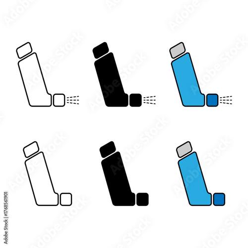 Set of Asthma inhaler design icon, medicine health care sign, vector illustration .