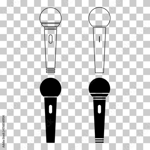 Set of Microphone icon, audio speech symbol, record concert sign, web button design .